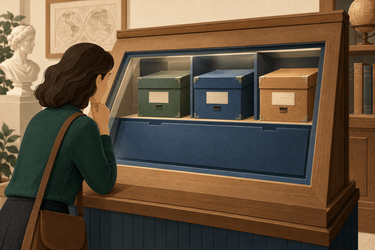 A reading window exposes resource organization while a separate screen protects stored contents.